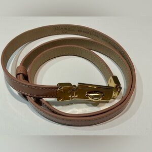 🌱Halogen Faux Beige Shiny Leather 0.5” Adjustable Belt/Gold Lock, L